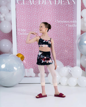 Claudia Dean Cindy Scoop Neck Adjustable Straps Crop Child & Adult - Mistletoe Print - Dance Crop top - Side
