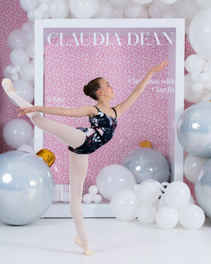 Claudia Dean Grace High Cut Leotard Child & Adult - Mistletoe Print - Leotards - Close-up