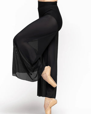Eleve Dancewear A-Line Mesh Pants - Black Wide Leg Contemporary Dance Pants - Back