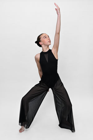 Total Dance Studio Wear Contemporary Mesh Pant - Dance Pants - Side