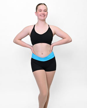 Total Dance Studio Wear Personalised High Waisted Contrast Crossover Band Dance Shorts - Back