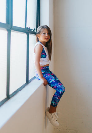 Scout Active Lyla Eco Friendly Wide Waist Band 7/8 Legging Girls - Coral Coast - Back