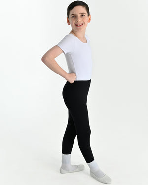 Young dancer wearing the Essential Boys Dance Leggings in Black