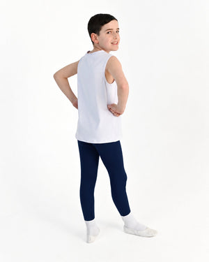 Young dancer wearing the Essential Boys Dance Leggings in Navy