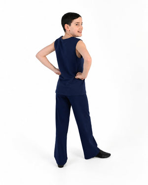 Young dancer wearing the Essential Boys Dance Tank in Navy