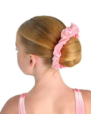 Valentina velvet ballet bun scrunchie in Pink
