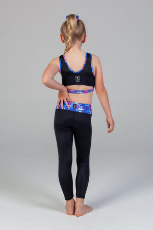 Scout Active Zoe Eco Friendly Wide Waist Band 7/8 Legging Girls - Coral Coast & Black - Back