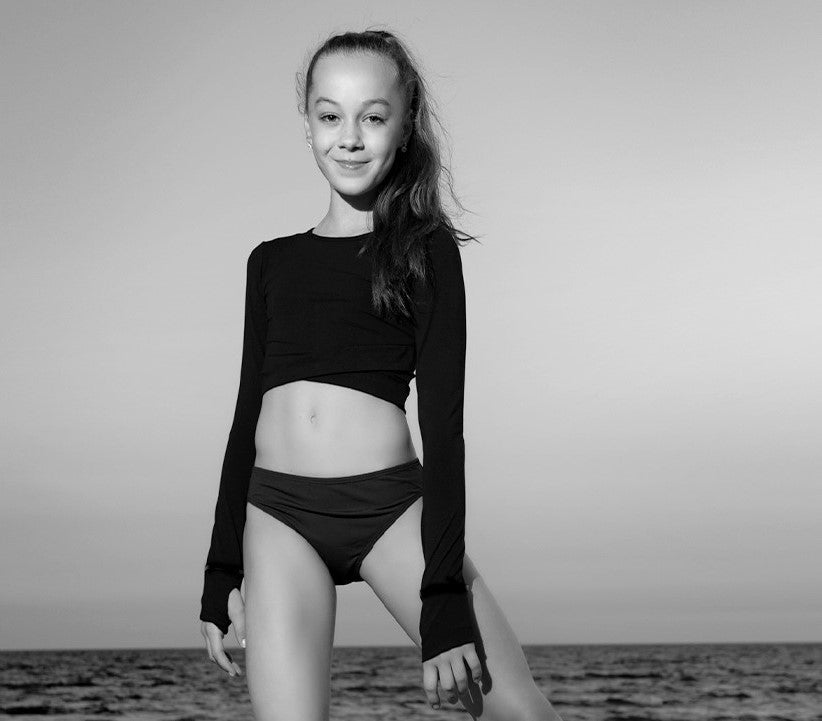 Total Dance Australia Vitality Bamboo Warm Up Crop Top Child - Black - Dance Crop top