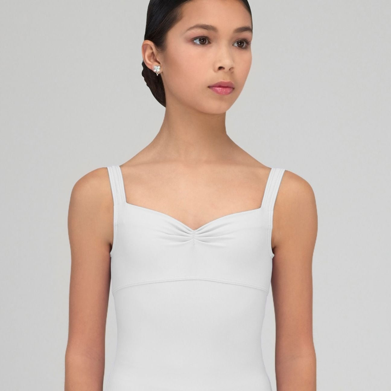 Wear Moi Galate Microfiber Pinch Front Tank Leotard Child & Adult - White - Leotards - Back