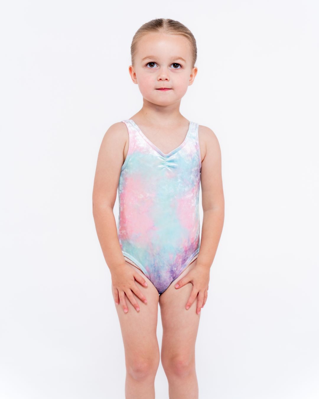 Pink Lemon Dancewear Lani Gathered Front Velvet Leotard - Leotards