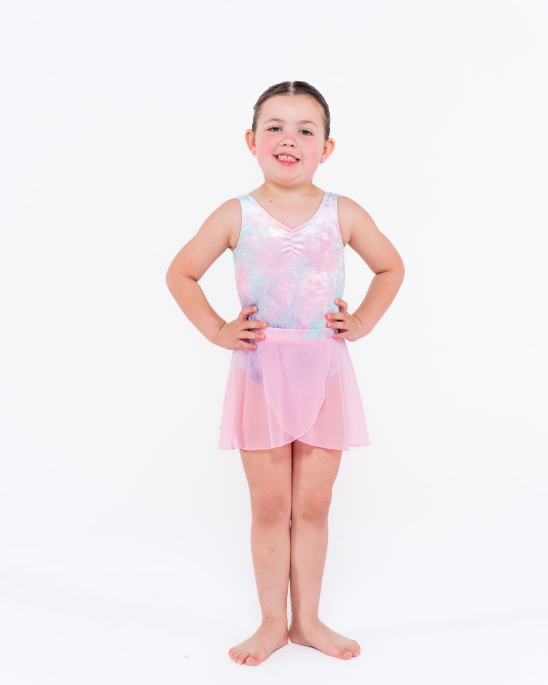 Pink Lemon Dancewear Lily Cross Over Pull on Pink Mesh Skirt - Pull on Ballet Skirts - Detail