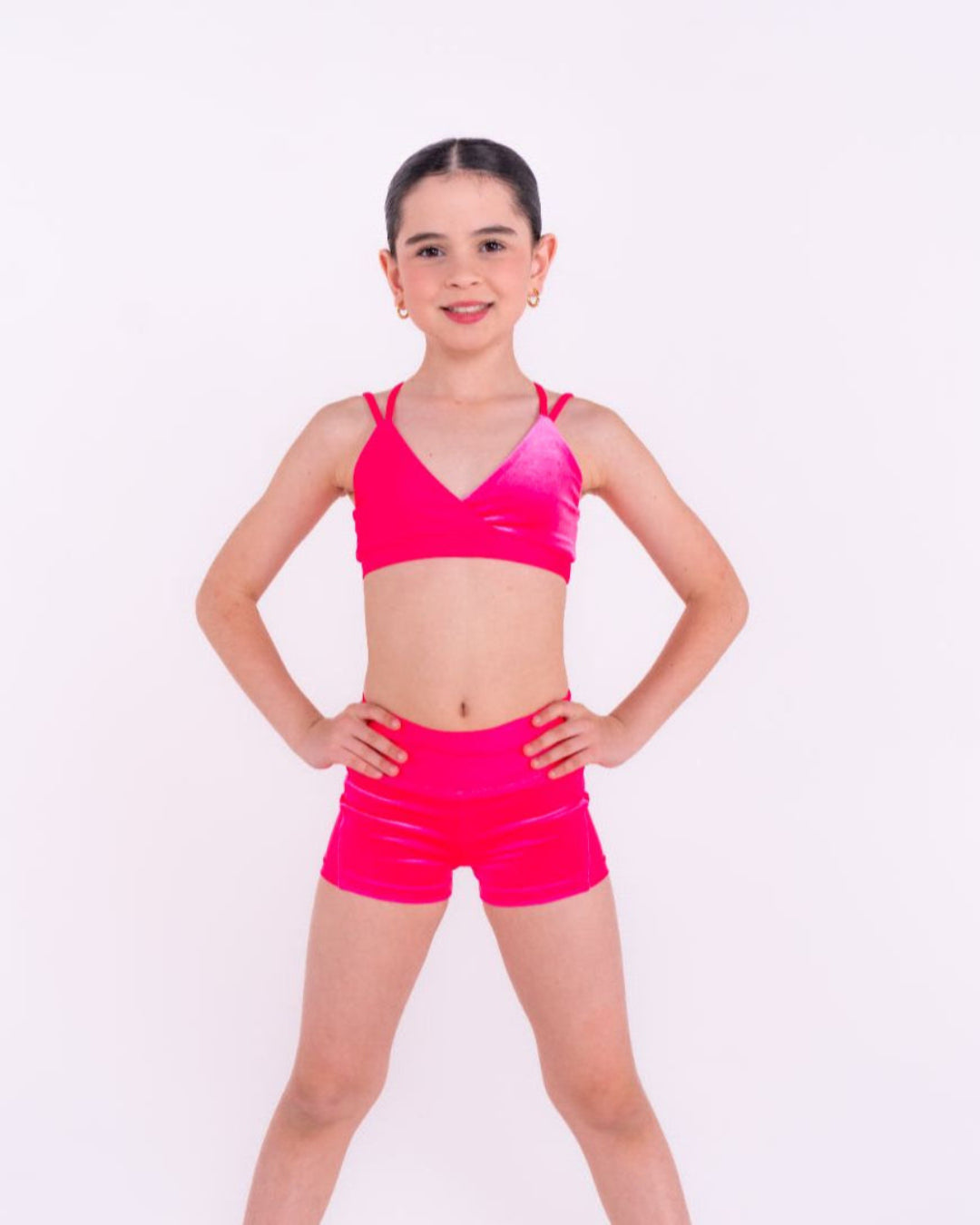 Pink Lemon Dancewear Velvet Dance Shorts with Lycra Splice - Glow Collection