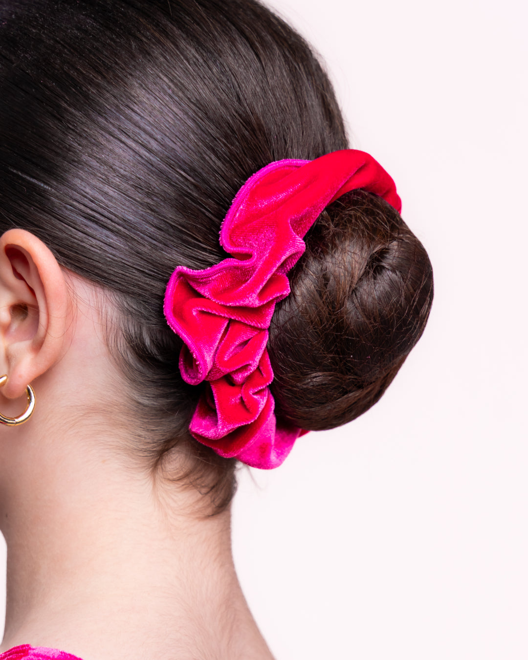 Pink Lemon Dancewear Glow Velvet Scrunchie - Scrunchies - Side