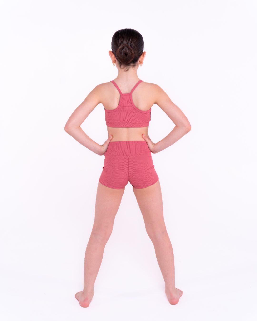 Pink Lemon Dancewear Ribbed Comfy Shorts - High-Waisted Dance & Activewear - Back