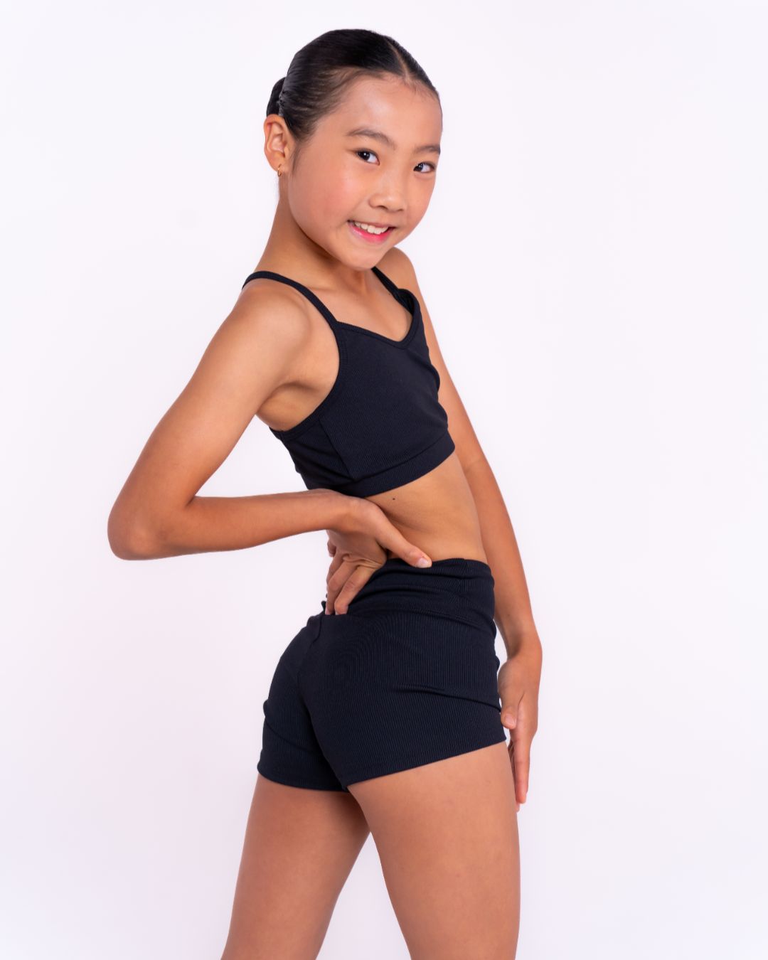 Pink Lemon Dancewear Ribbed Comfy Shorts - High-Waisted Dance & Activewear - Detail