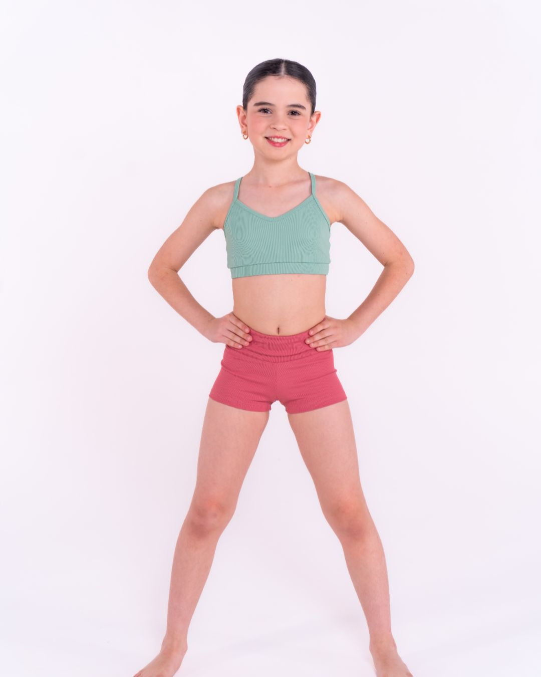 Pink Lemon Dancewear Ribbed Comfy Shorts - High-Waisted Dance & Activewear - View 6