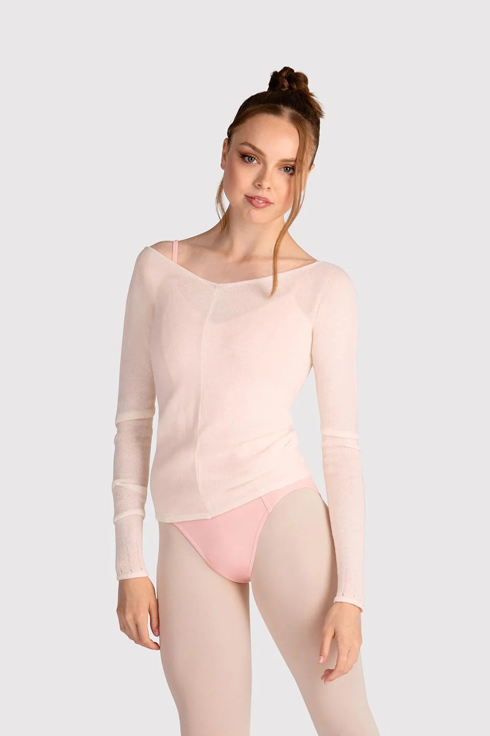 Bloch Kara Long Sleeve V Neck Knitted Warm Up top