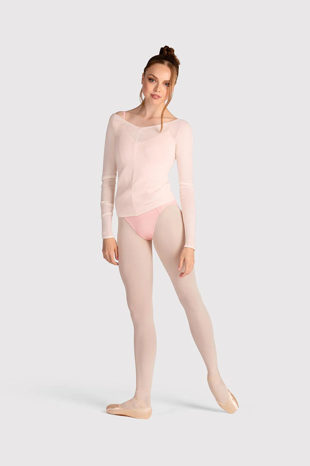Bloch Kara Long Sleeve V Neck Knitted Warm Up top - Side