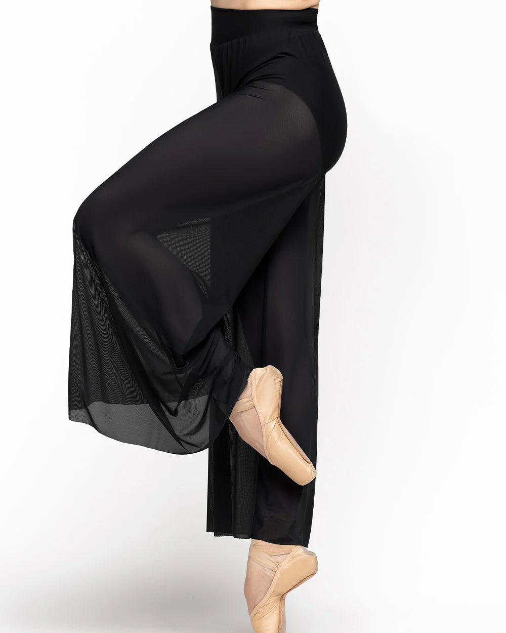 Eleve Dancewear A-Line Mesh Pants - Black Wide Leg Contemporary Dance Pants - Back