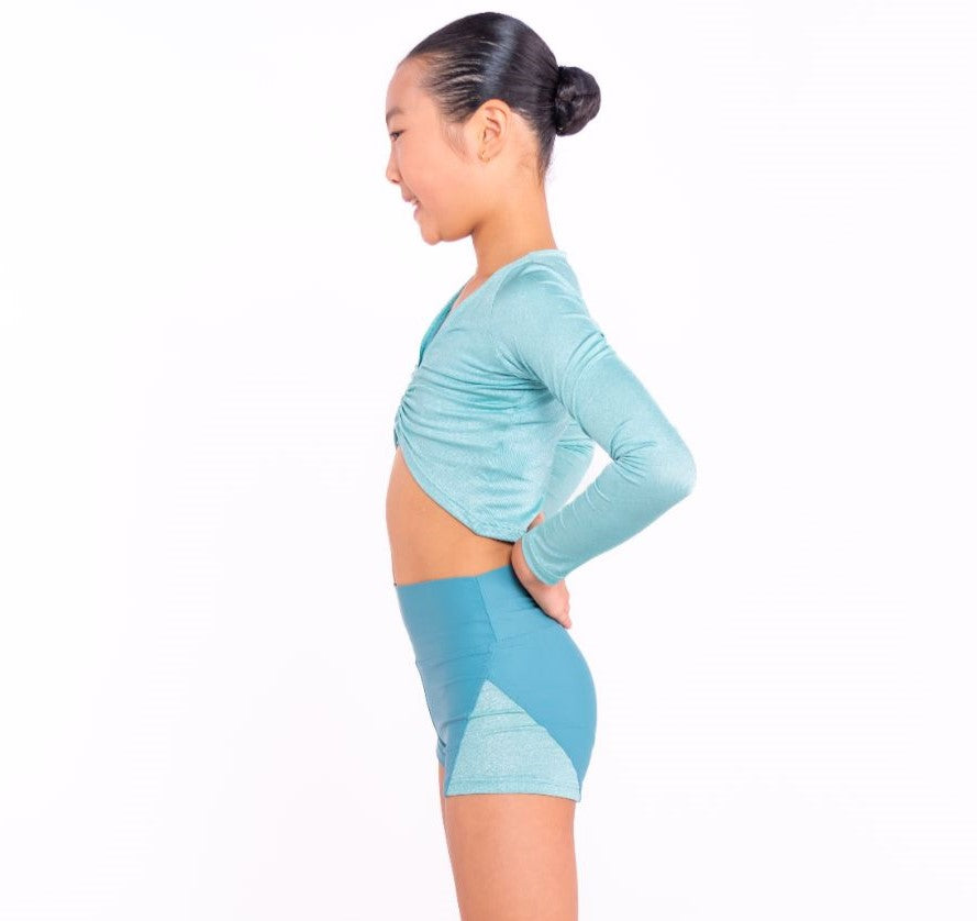 Pink Lemon Dancewear Shimmer Long Sleeved Crop - Crops - Back