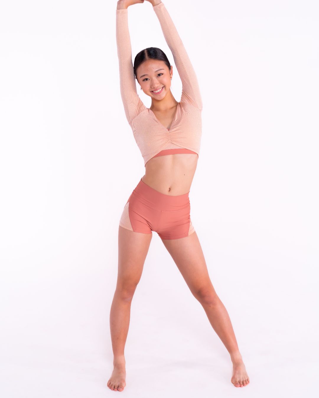 Pink Lemon Dancewear Shimmer Splice Shorts - Close-up