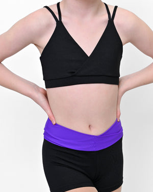 Total Dance Studio Wear Personalised High Waisted Contrast Crossover Band Dance Shorts - Detail