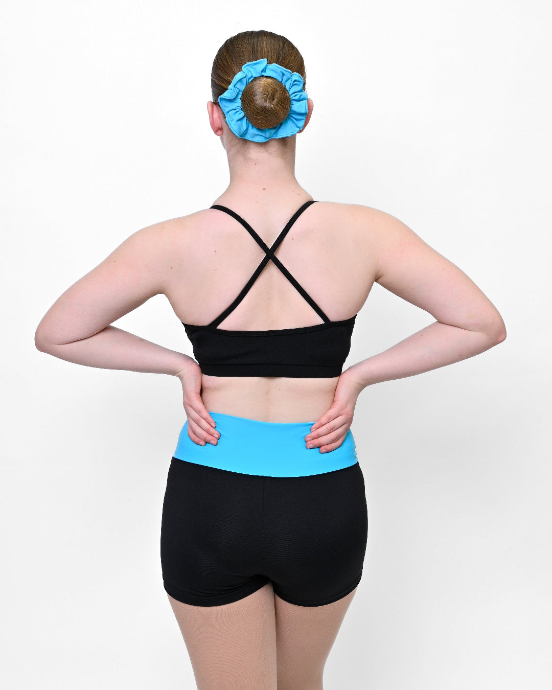Total Dance Studio Wear Personalised High Waisted Contrast Crossover Band Dance Shorts - Side