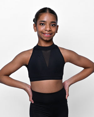 Total Dance Studio Wear Gracie Crop Top - High Neck Dance Top with Mesh Detail - Crops