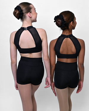 Total Dance Studio Wear Gracie Crop Top - High Neck Dance Top with Mesh Detail - Crops - Detail