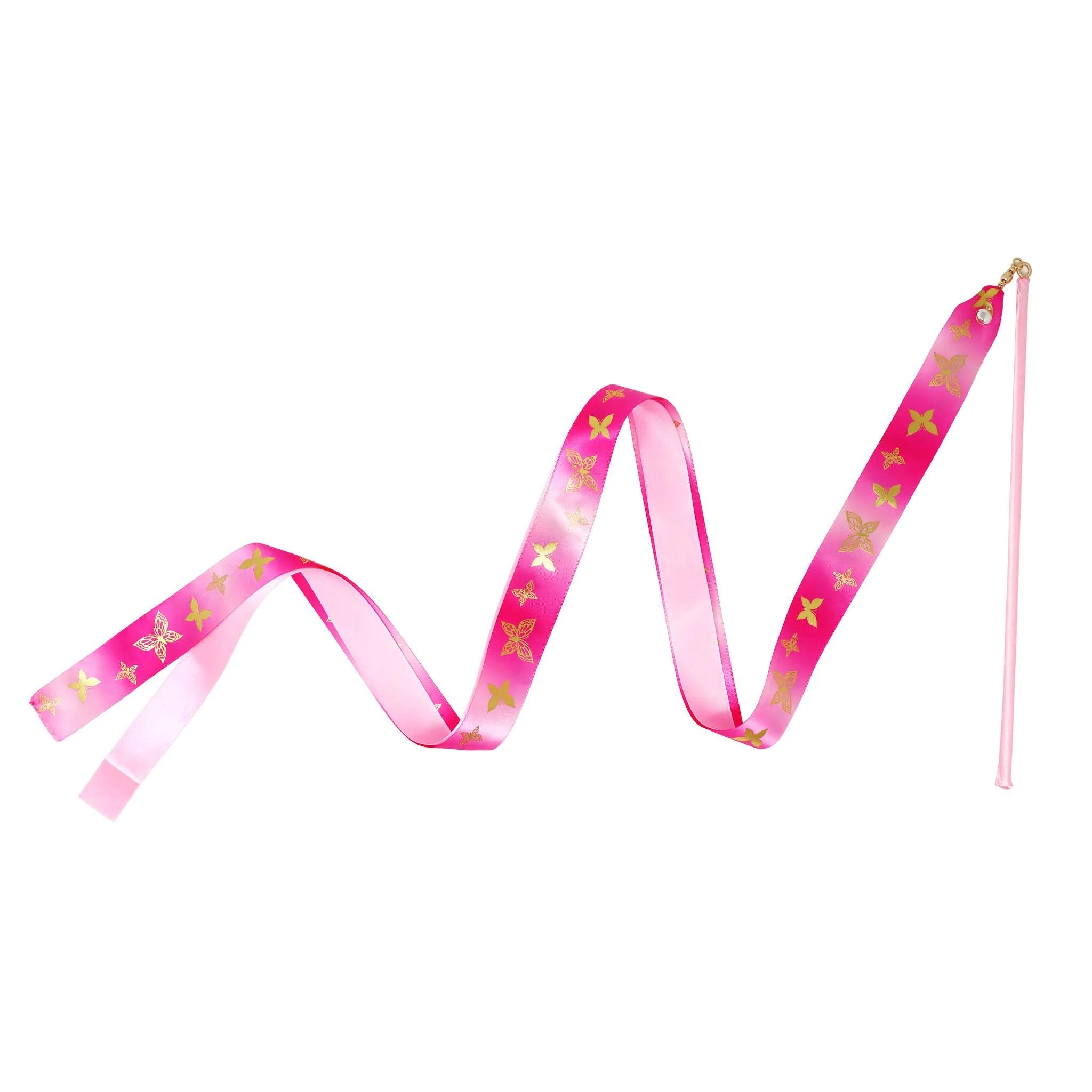 Pink Poppy Butterfly Ballet Twirl & Dance Wand - Ribbon Wand - Side