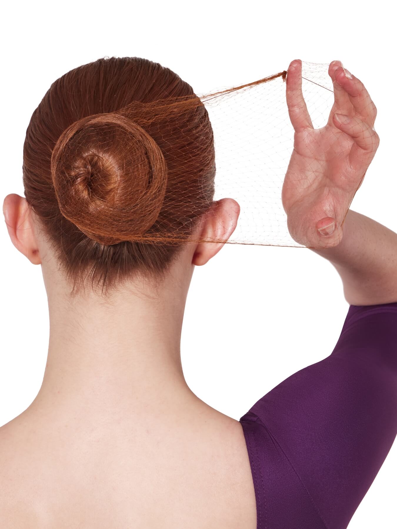 Bunheads Hair Nets Auburn - 3 Pack Fine Mesh Bun Nets - Back