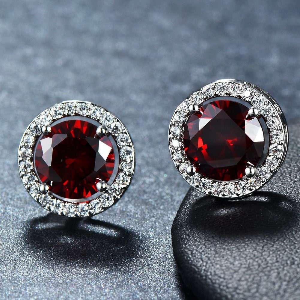 Mad Ally 10mm Ruby & Diamante Earrings