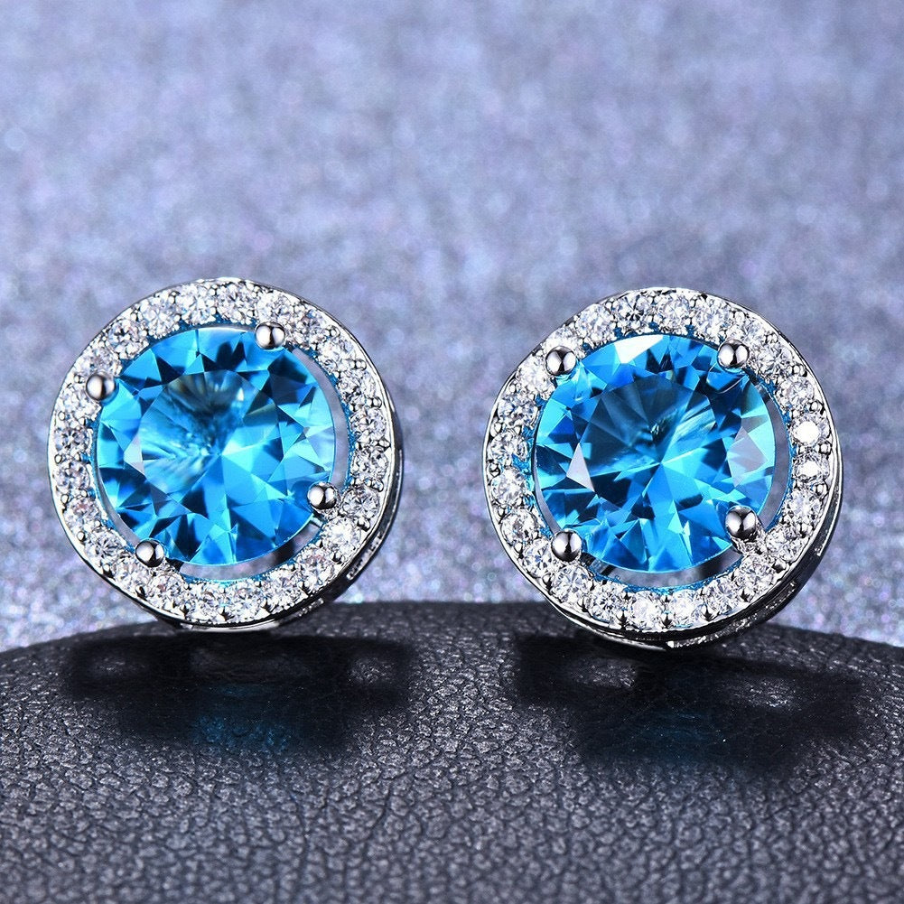 Mad Ally 10mm Turquoise & Diamante Earrings