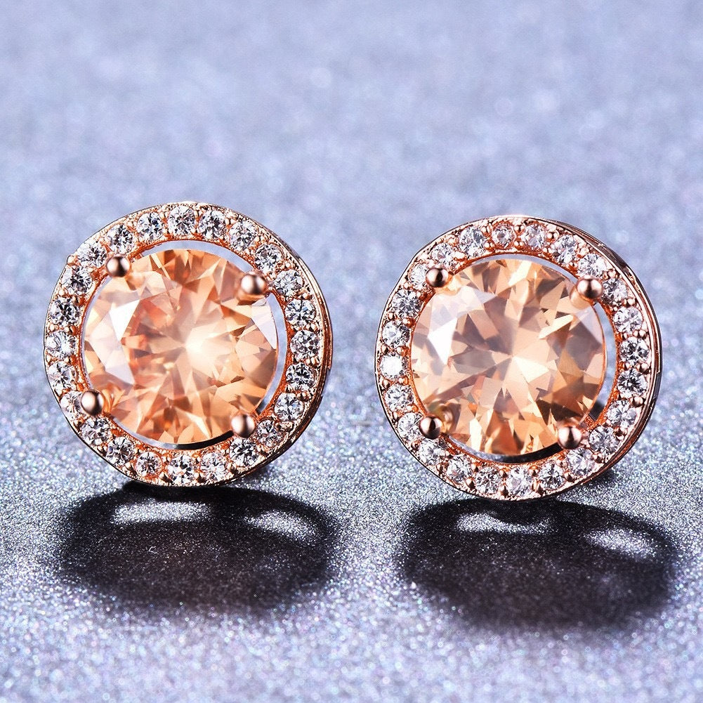 Mad Ally 10mm Rose Gold & Diamante Earrings
