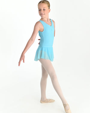 Young dancer wearing the Estelle stretch mesh pull on ballet skirt in Blue