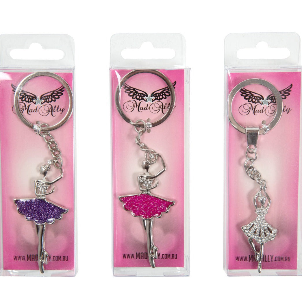 Mad Ally Ballerina Keyring - Diamante - Side