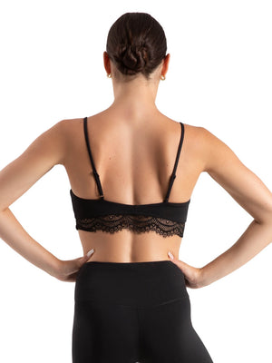 Capezio Ocean Breeze High Neck Bra Crop Top - Adjustable Straps & Lace Trim - Dance Crop top - Back