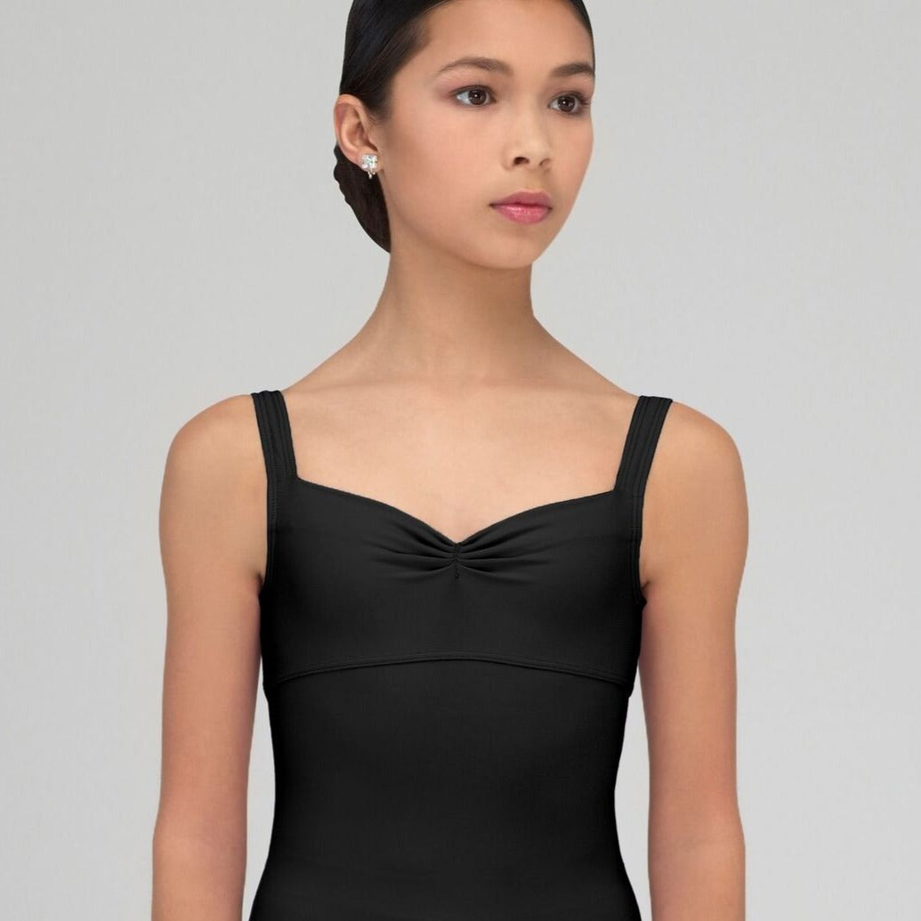 Wear Moi Galate Microfiber Pinch Front Tank Leotard Child & Adult - Black - Leotards