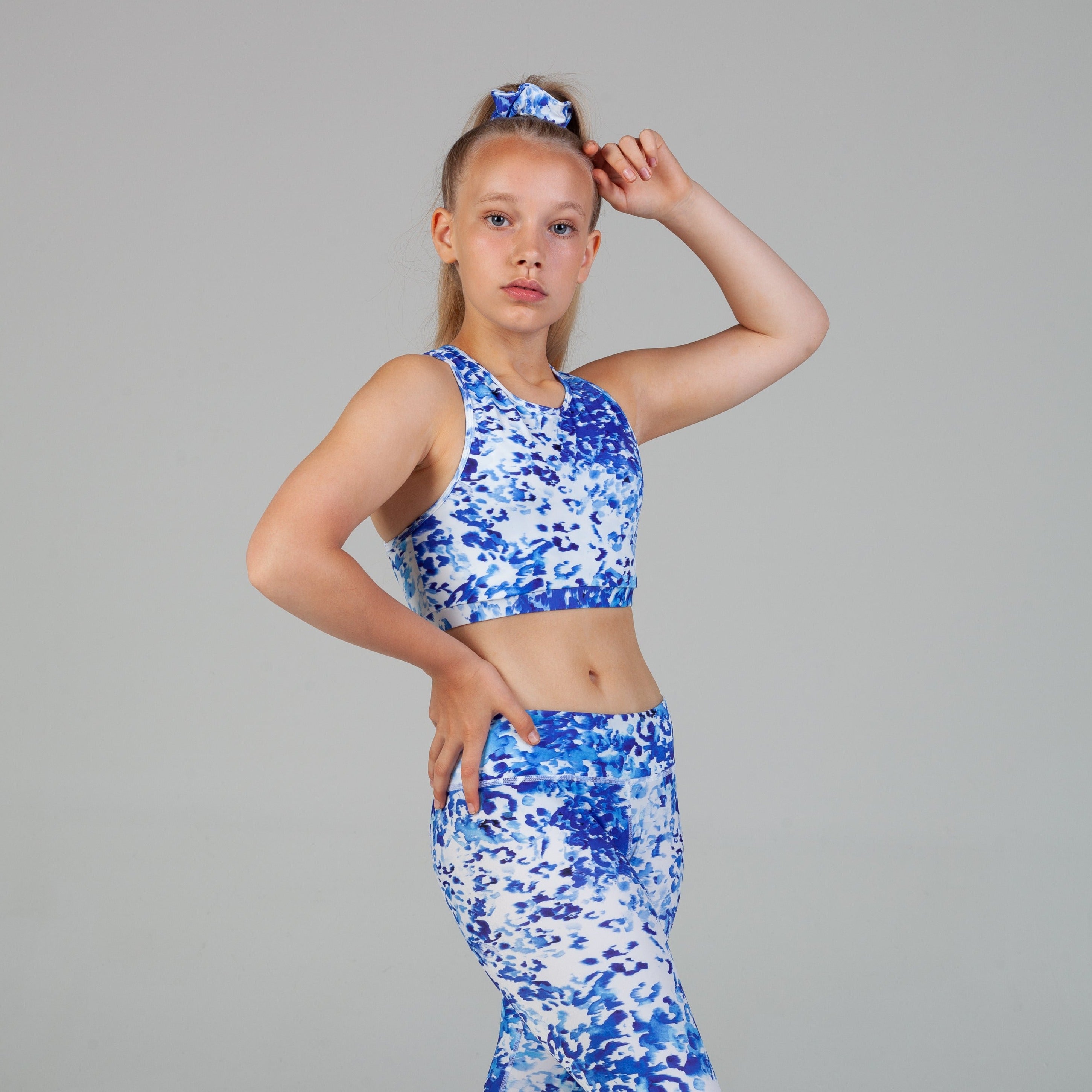 Scout Active Mila Eco Friendly Racer Back Crop Girls - Sky Leopard - Back