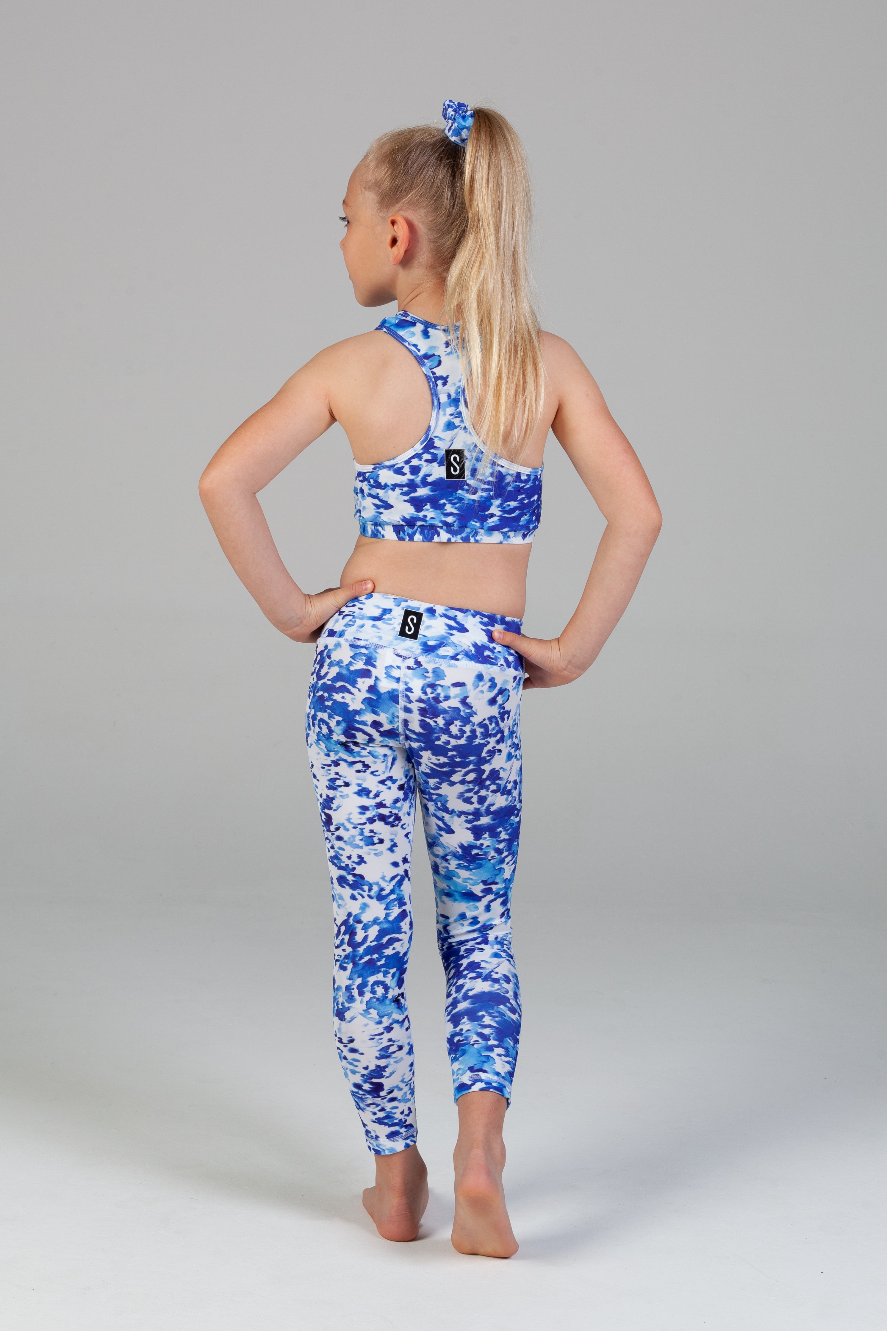 Scout Active Lyla Eco Friendly Wide Waist Band 7/8 Legging Girls - Sky Leopard - Detail