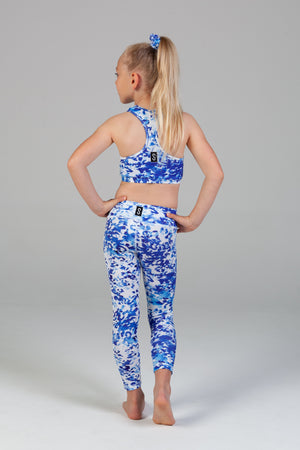 Scout Active Lyla Eco Friendly Wide Waist Band 7/8 Legging Girls - Sky Leopard - Detail