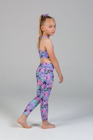Scout Active Lyla Eco Friendly Wide Waist Band 7/8 Legging Girls - Sprinkle Paint - Side