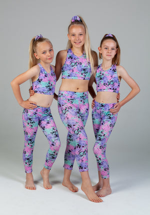 Scout Active Lyla Eco Friendly Wide Waist Band 7/8 Legging Girls - Sprinkle Paint - Detail