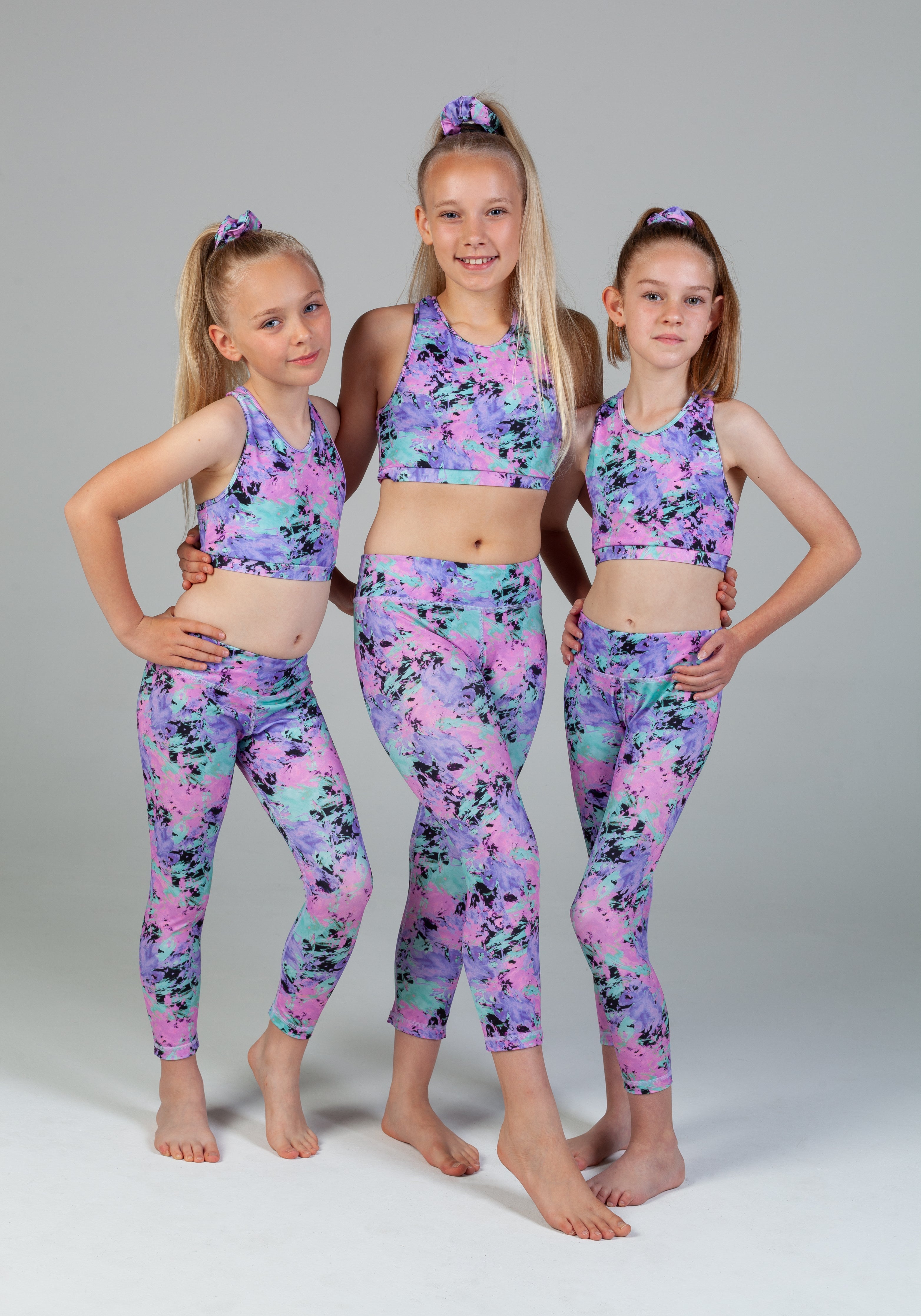 Scout Active Lyla Eco Friendly Wide Waist Band 7/8 Legging Girls - Sprinkle Paint - Detail