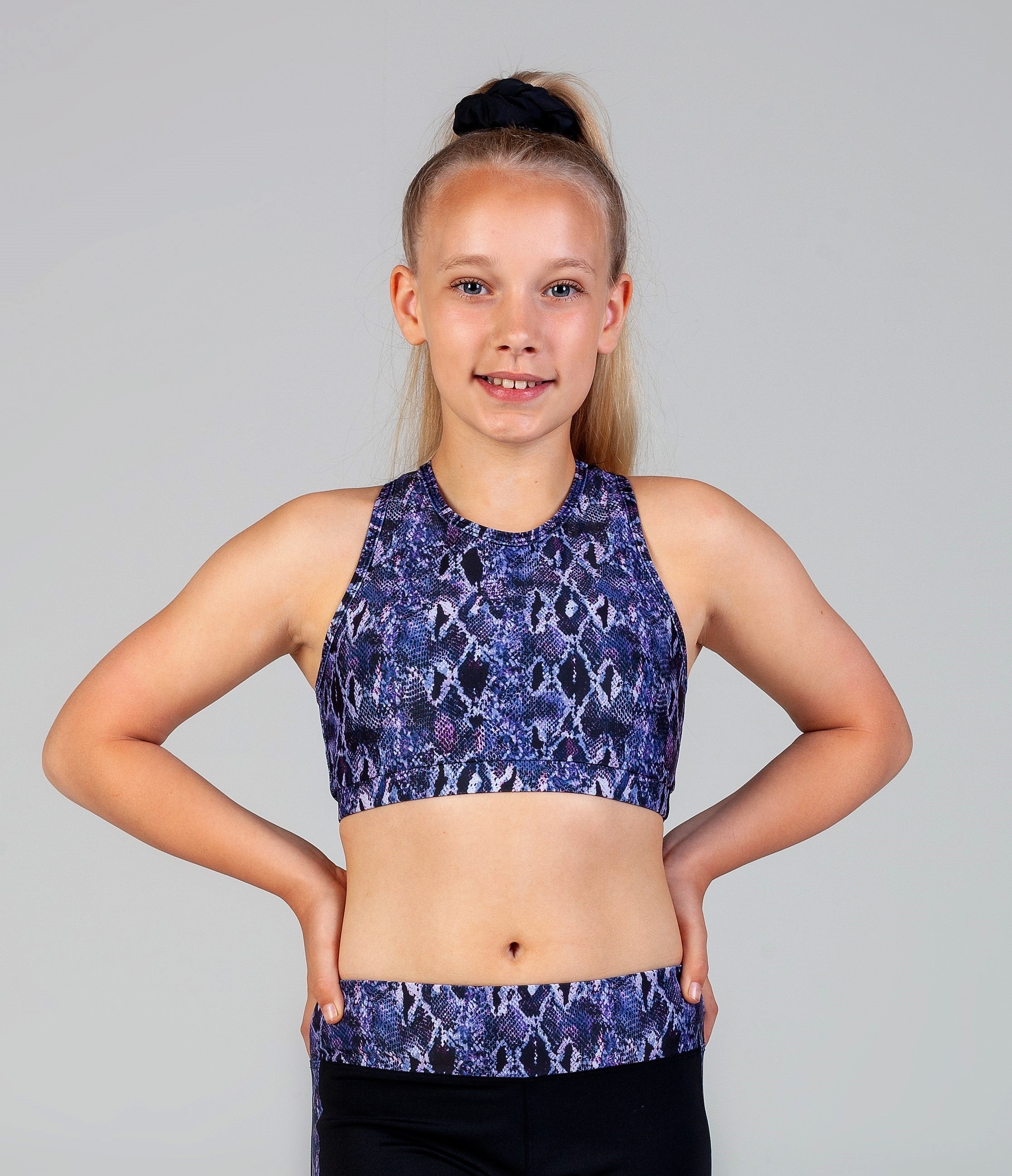 Scout Active Lucia Racer Crop - Purple Snake Skin