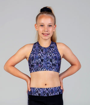 Scout Active Lucia Racer Crop - Purple Snake Skin