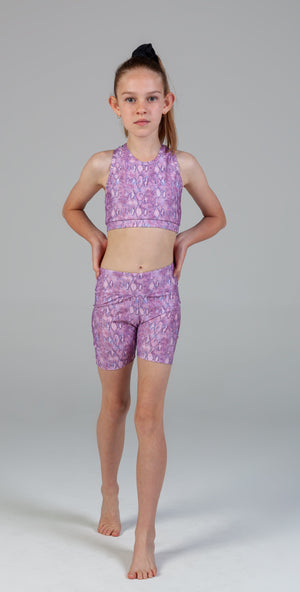 Scout Active Lucia Wide Waist Band Bike Short Girls - Pink Snake Skin - Shorts - Back