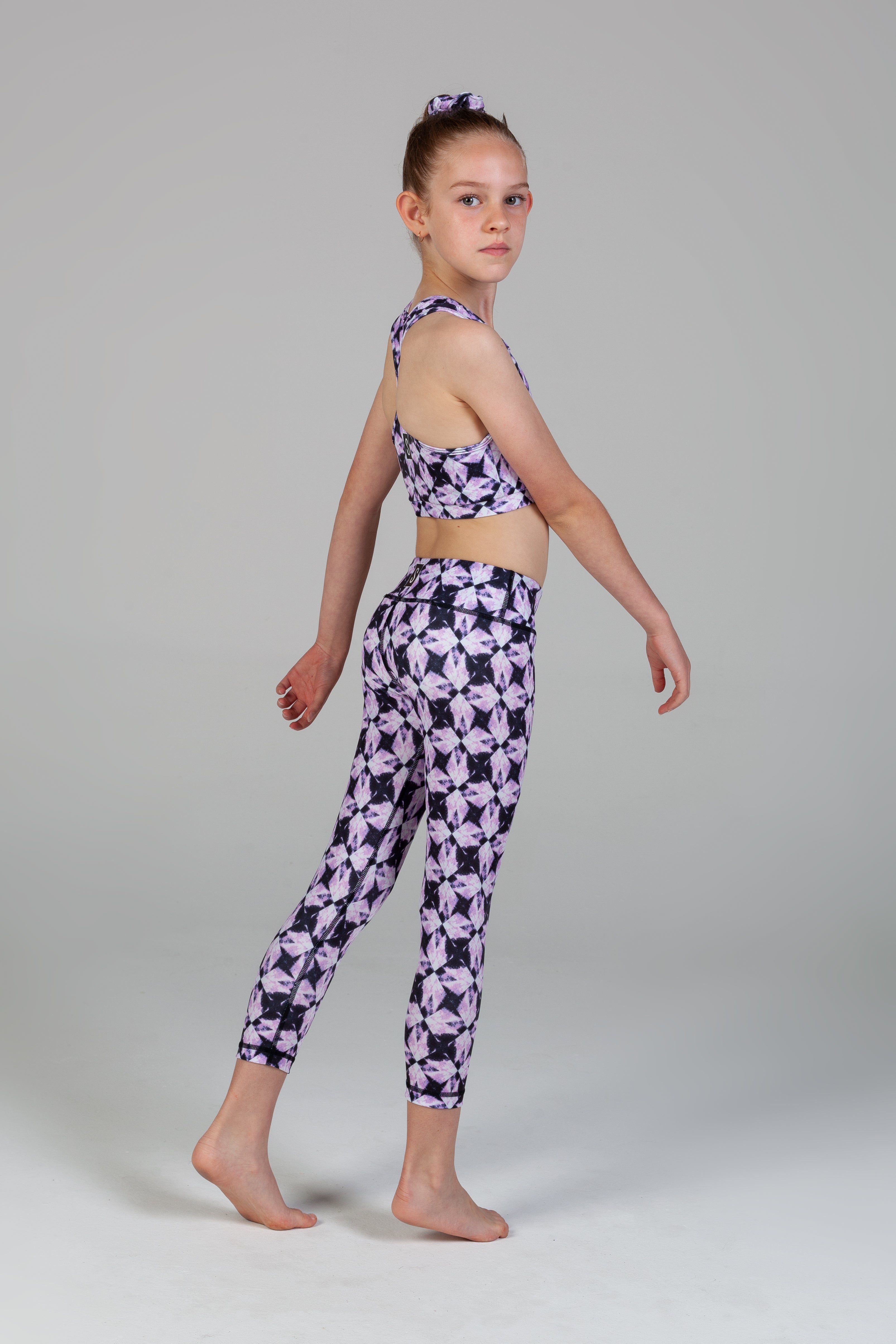 Scout Active Lyla Eco Friendly Wide Waist Band 7/8 Legging Girls - Purple Diamond
