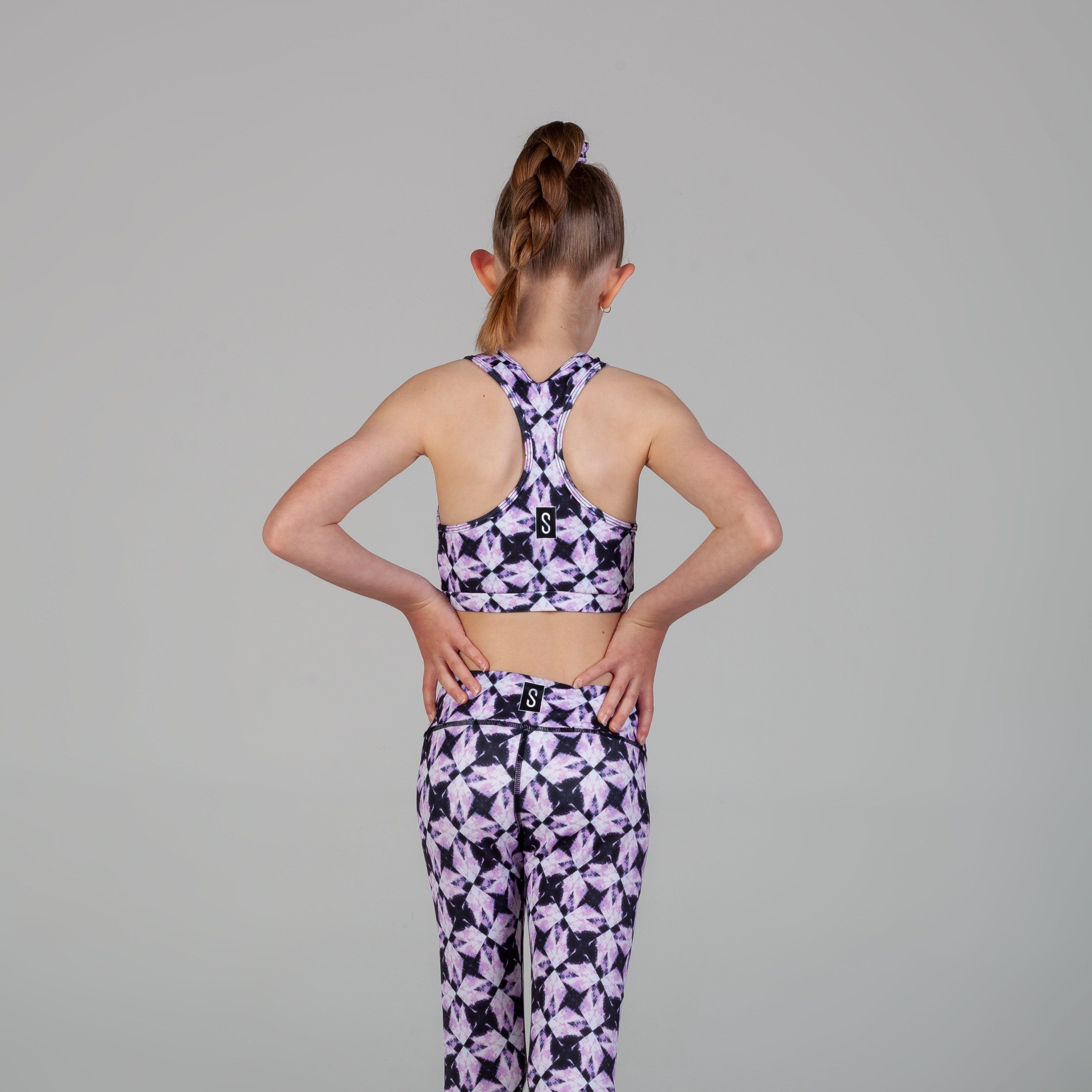 Scout Active Mila Eco Friendly Racer Back Crop Girls - Purple Diamond - Back