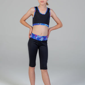 Scout Active Charlie Wide Waist Band 3/4 Legging Girls - Coral Coast & Black